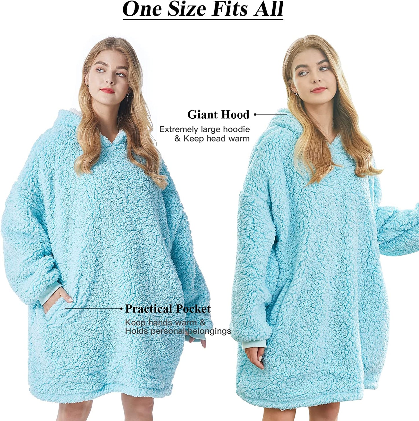 Felicigeely Blanket Sweatshirt,Oversized Fleecehug Hoodie Wearable Blanket,Soft Warm Comfortable Giant Front Pocket for Adults Men Women Teens Friends