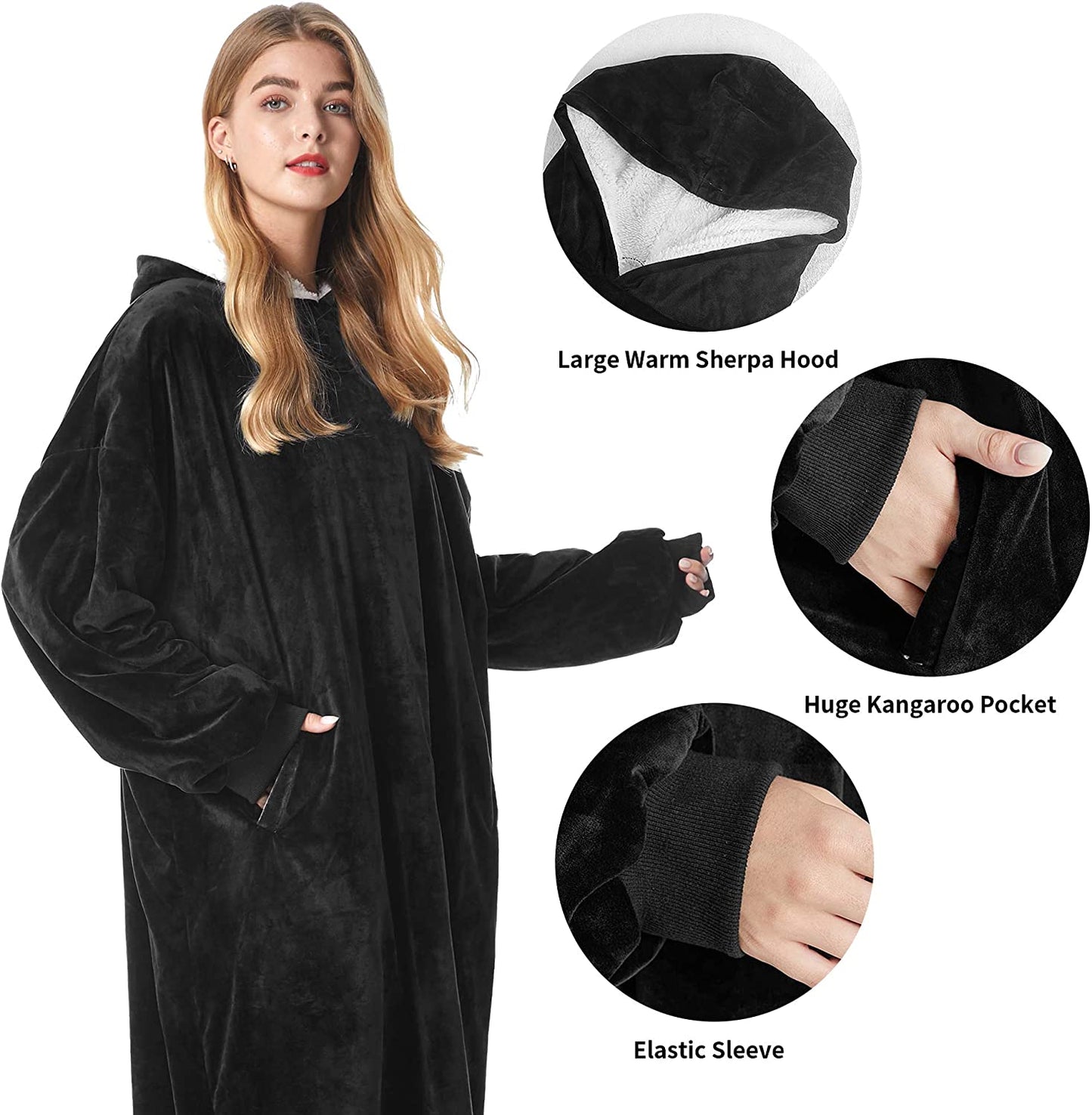 Felicigeely Blanket Sweatshirt,Oversized Fleecehug Hoodie Wearable Blanket,Soft Warm Comfortable Giant Front Pocket for Adults Men Women Teens Friends