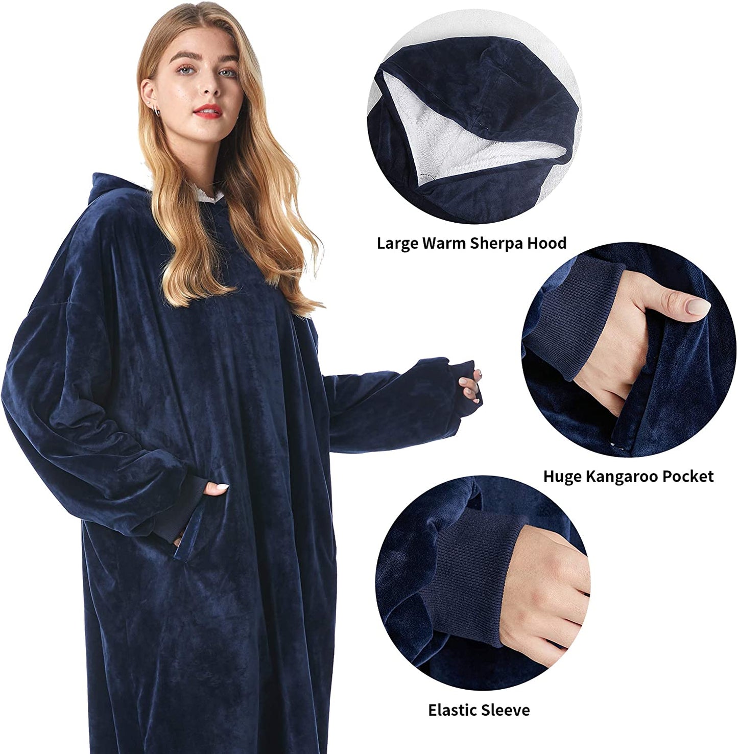 Felicigeely Blanket Sweatshirt,Oversized Fleecehug Hoodie Wearable Blanket,Soft Warm Comfortable Giant Front Pocket for Adults Men Women Teens Friends