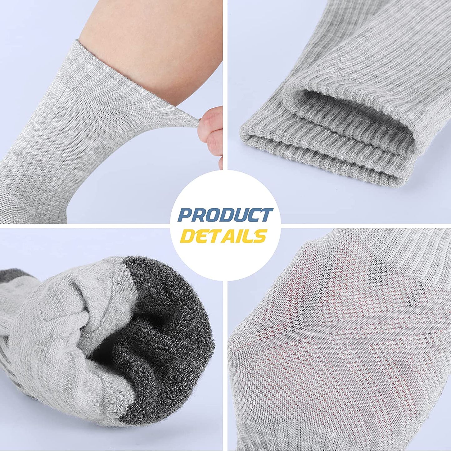 Athletic Socks, Cushioned Running Socks Performance Breathable Crew Socks Wicking Outdoor Sports Socks for Men Women(6 Pairs)