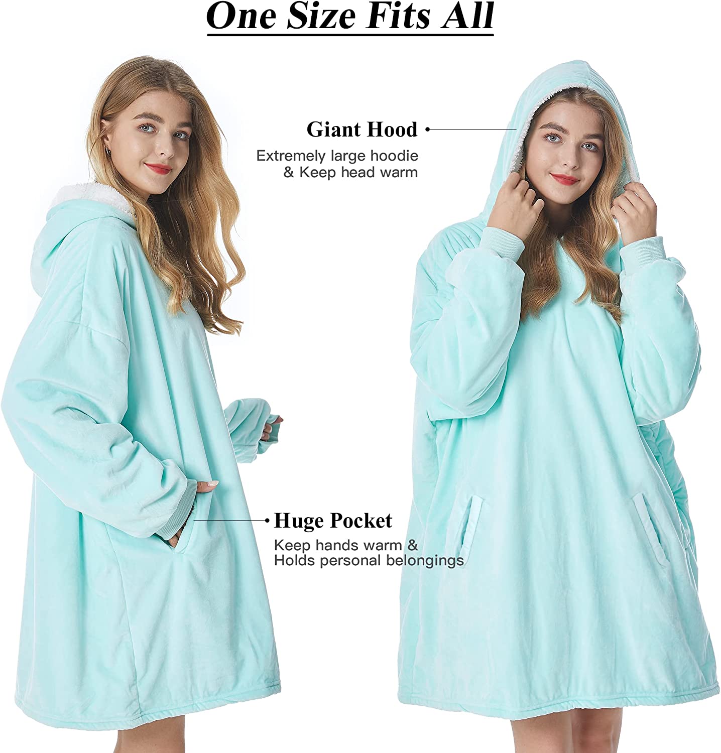 Felicigeely Blanket Sweatshirt,Oversized Fleecehug Hoodie Wearable Blanket,Soft Warm Comfortable Giant Front Pocket for Adults Men Women Teens Friends