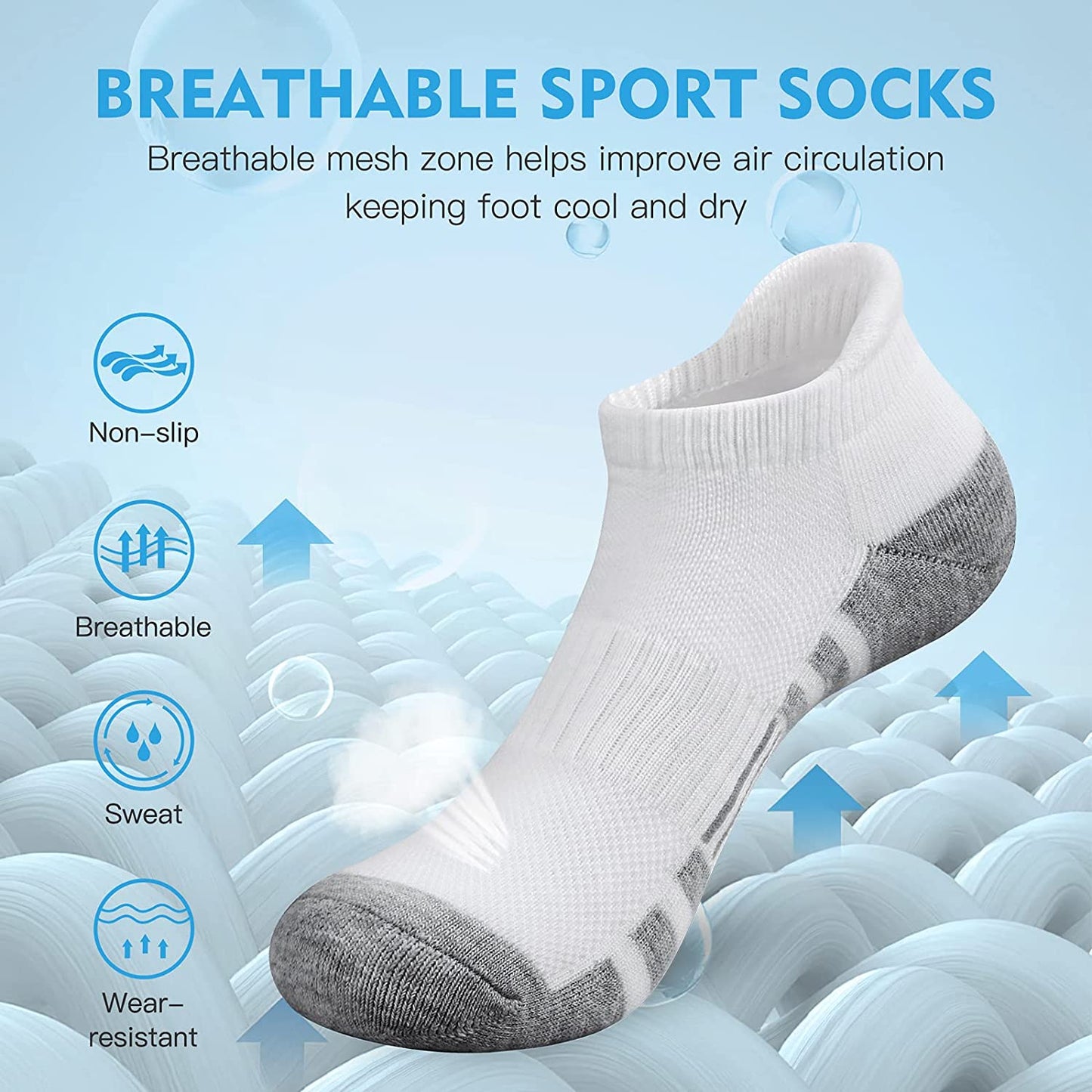 Felicigeely Ankle Athletic Running Socks Low Cut Sports Socks Breathable Cushioned Tab Socks for Men Women 6 Pairs