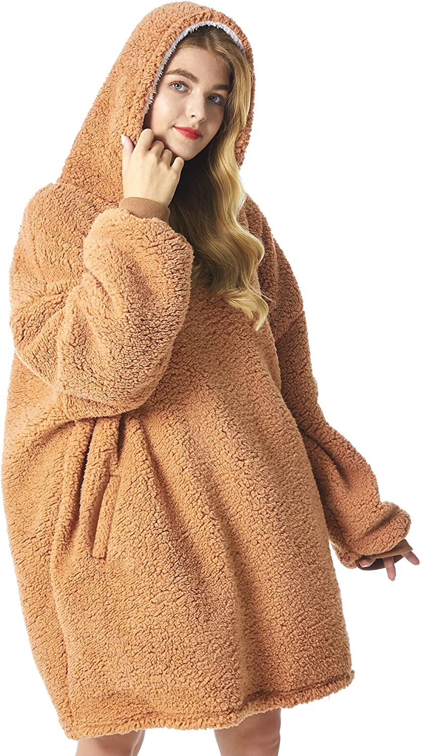 Felicigeely Blanket Sweatshirt,Oversized Fleecehug Hoodie Wearable Blanket,Soft Warm Comfortable Giant Front Pocket for Adults Men Women Teens Friends