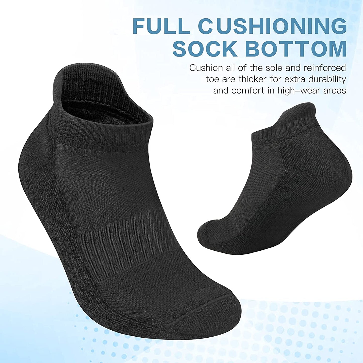 Felicigeely Ankle Athletic Running Socks Low Cut Sports Socks Breathable Cushioned Tab Socks for Men Women 6 Pairs