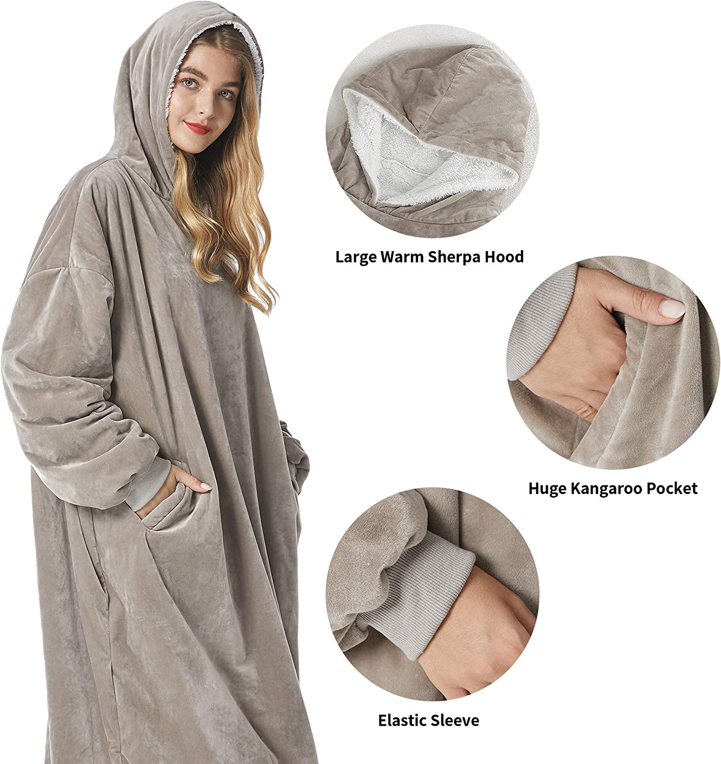 Felicigeely Blanket Sweatshirt,Oversized Fleecehug Hoodie Wearable Blanket,Soft Warm Comfortable Giant Front Pocket for Adults Men Women Teens Friends