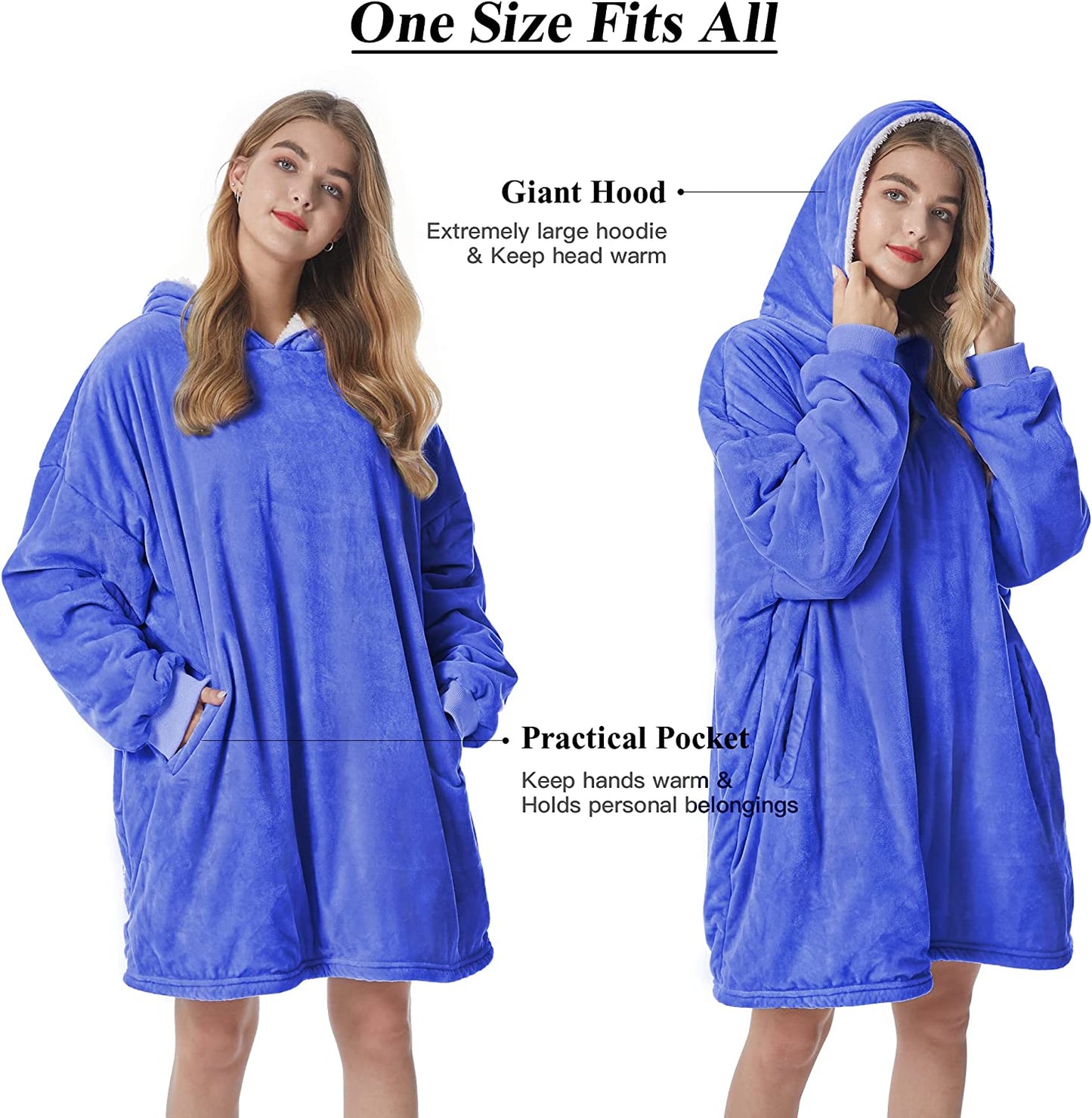 Felicigeely Blanket Sweatshirt,Oversized Fleecehug Hoodie Wearable Blanket,Soft Warm Comfortable Giant Front Pocket for Adults Men Women Teens Friends