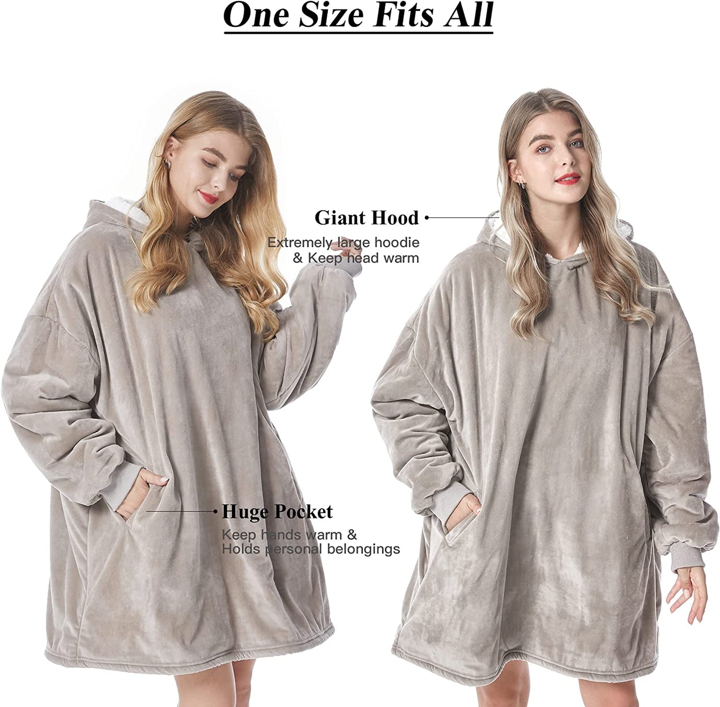Felicigeely Blanket Sweatshirt,Oversized Fleecehug Hoodie Wearable Blanket,Soft Warm Comfortable Giant Front Pocket for Adults Men Women Teens Friends