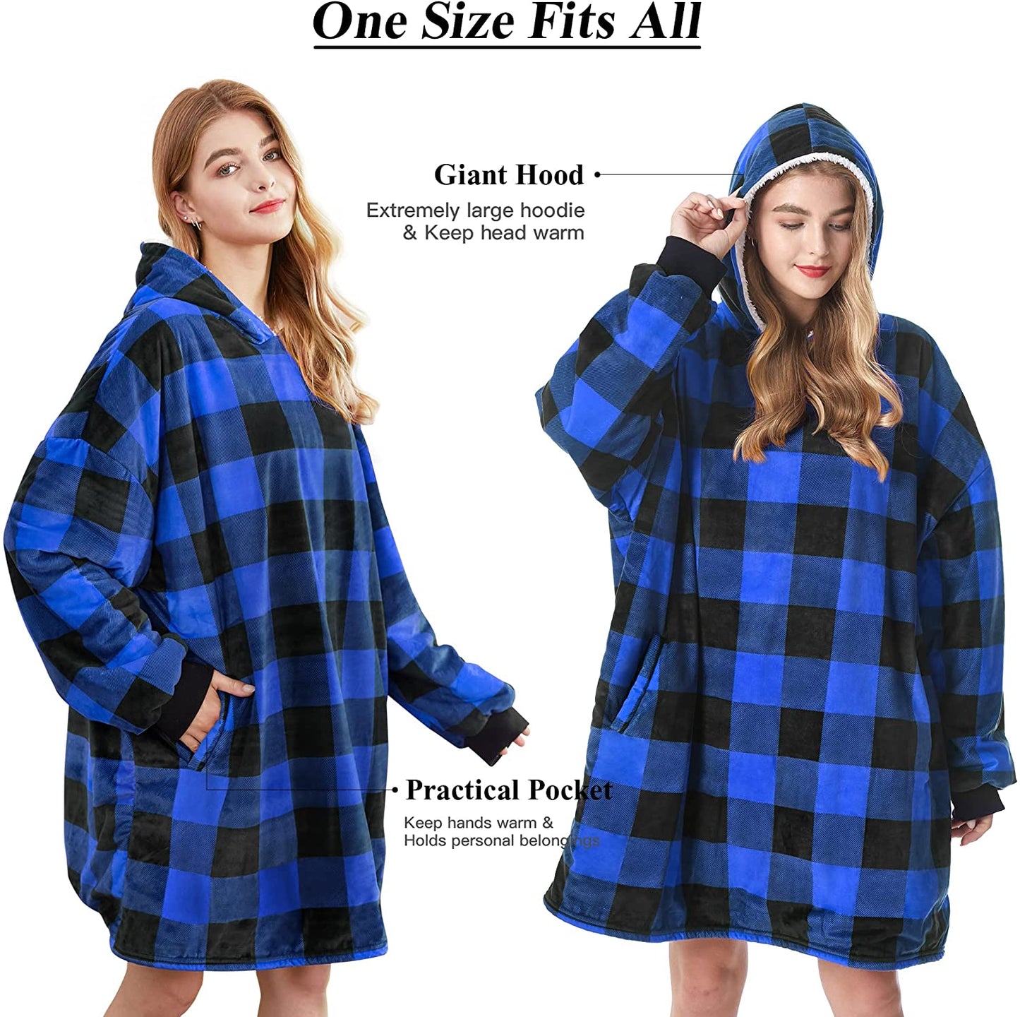 Felicigeely Blanket Sweatshirt,Oversized Fleecehug Hoodie Wearable Blanket,Soft Warm Comfortable Giant Front Pocket for Adults Men Women Teens Friends