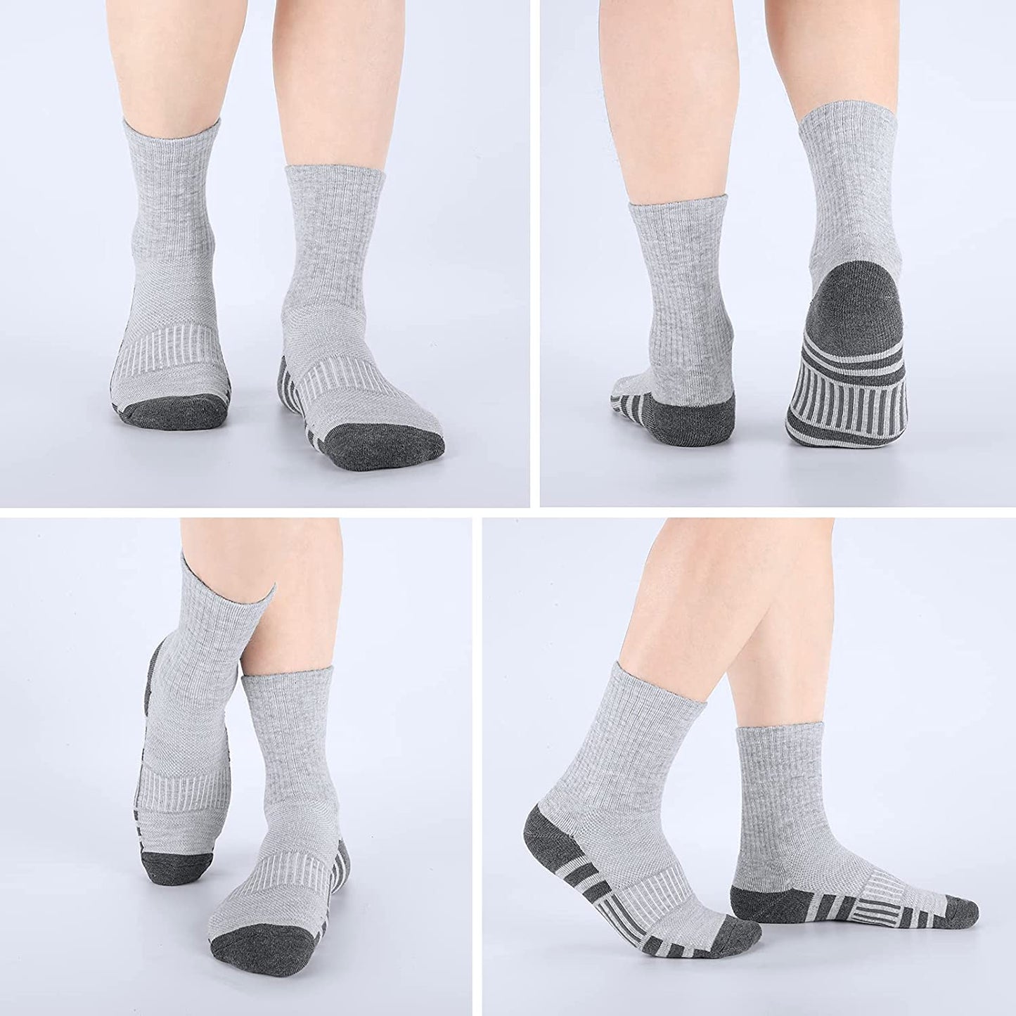 Athletic Socks, Cushioned Running Socks Performance Breathable Crew Socks Wicking Outdoor Sports Socks for Men Women(6 Pairs)