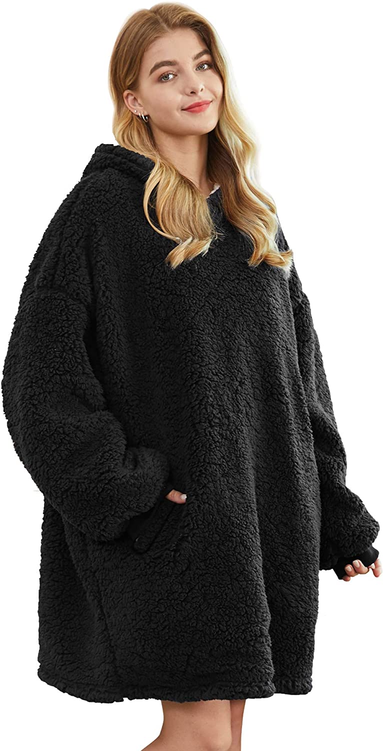 Felicigeely Blanket Sweatshirt,Oversized Fleecehug Hoodie Wearable Blanket,Soft Warm Comfortable Giant Front Pocket for Adults Men Women Teens Friends