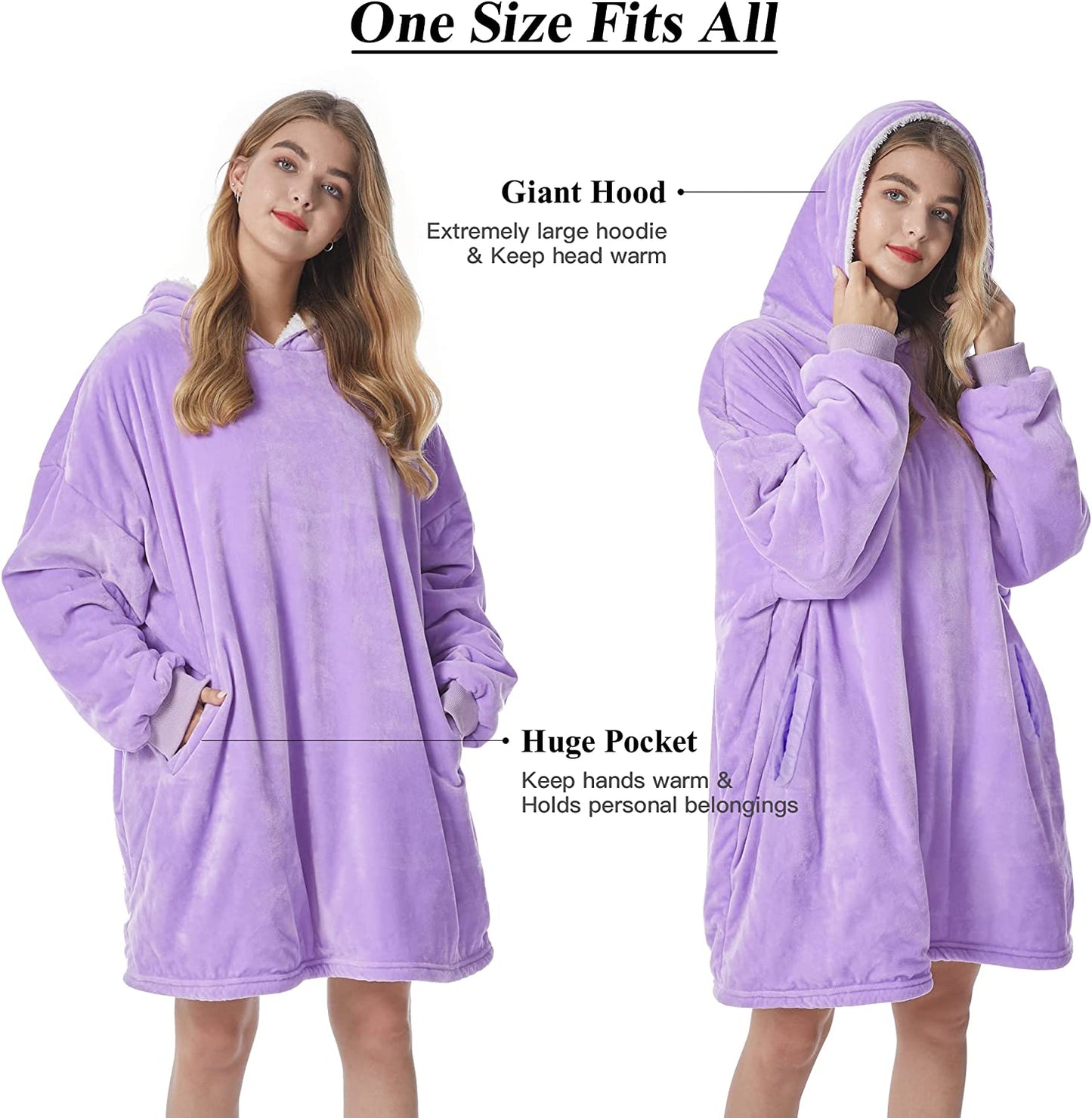 Felicigeely Blanket Sweatshirt,Oversized Fleecehug Hoodie Wearable Blanket,Soft Warm Comfortable Giant Front Pocket for Adults Men Women Teens Friends