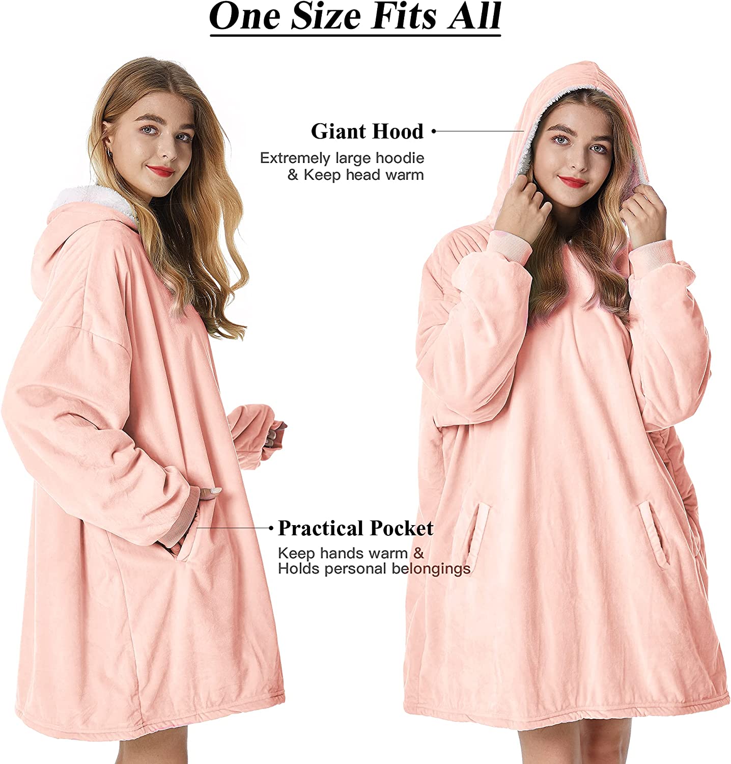Felicigeely Blanket Sweatshirt,Oversized Fleecehug Hoodie Wearable Blanket,Soft Warm Comfortable Giant Front Pocket for Adults Men Women Teens Friends