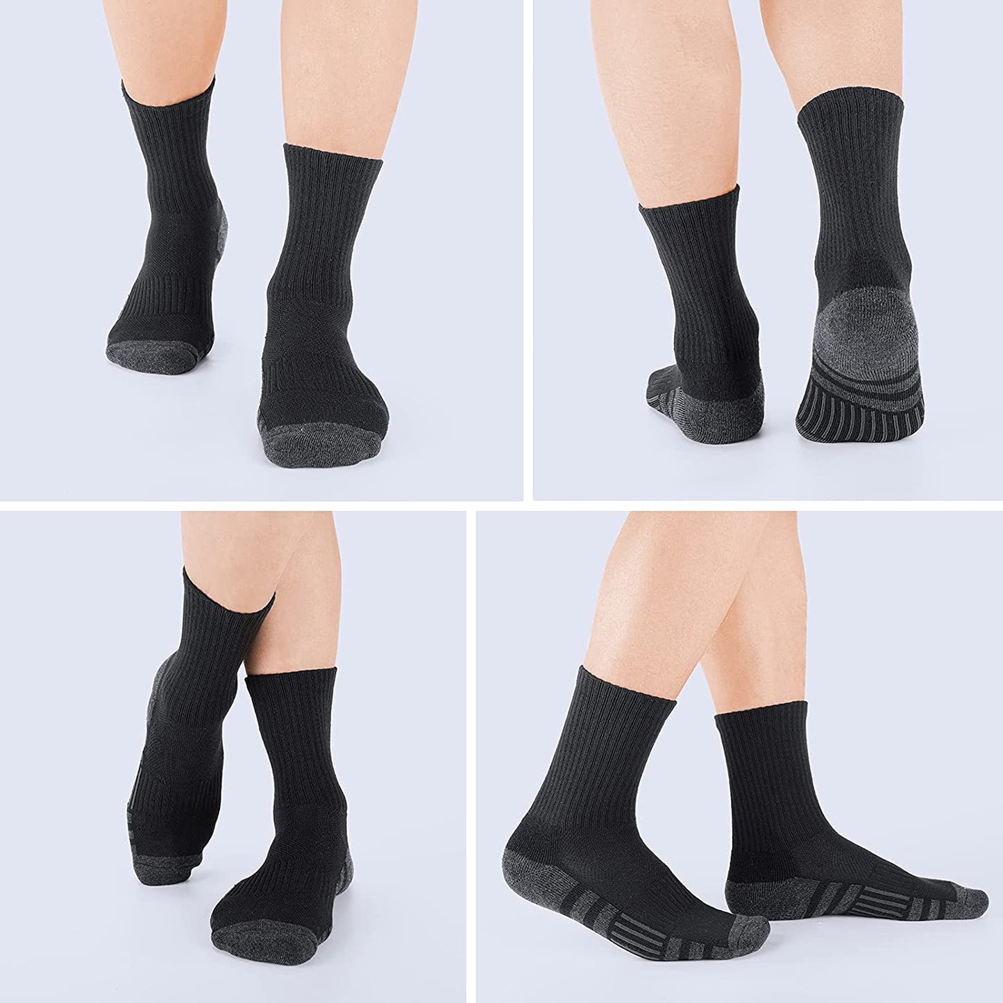 Athletic Socks, Cushioned Running Socks Performance Breathable Crew Socks Wicking Outdoor Sports Socks for Men Women(6 Pairs)