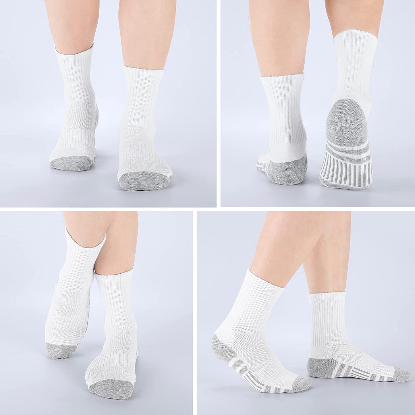 Athletic Socks, Cushioned Running Socks Performance Breathable Crew Socks Wicking Outdoor Sports Socks for Men Women(6 Pairs)