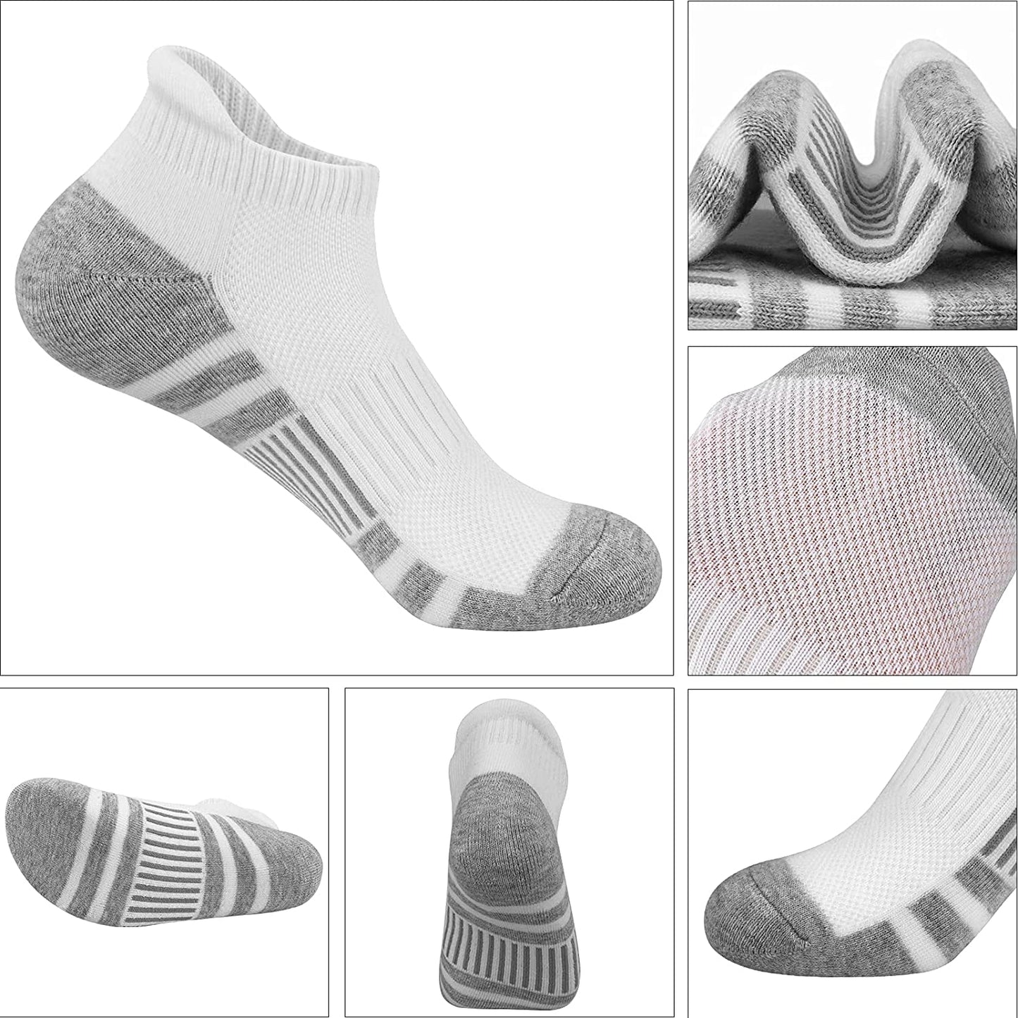 Felicigeely Ankle Athletic Running Socks Low Cut Sports Socks Breathable Cushioned Tab Socks for Men Women 6 Pairs