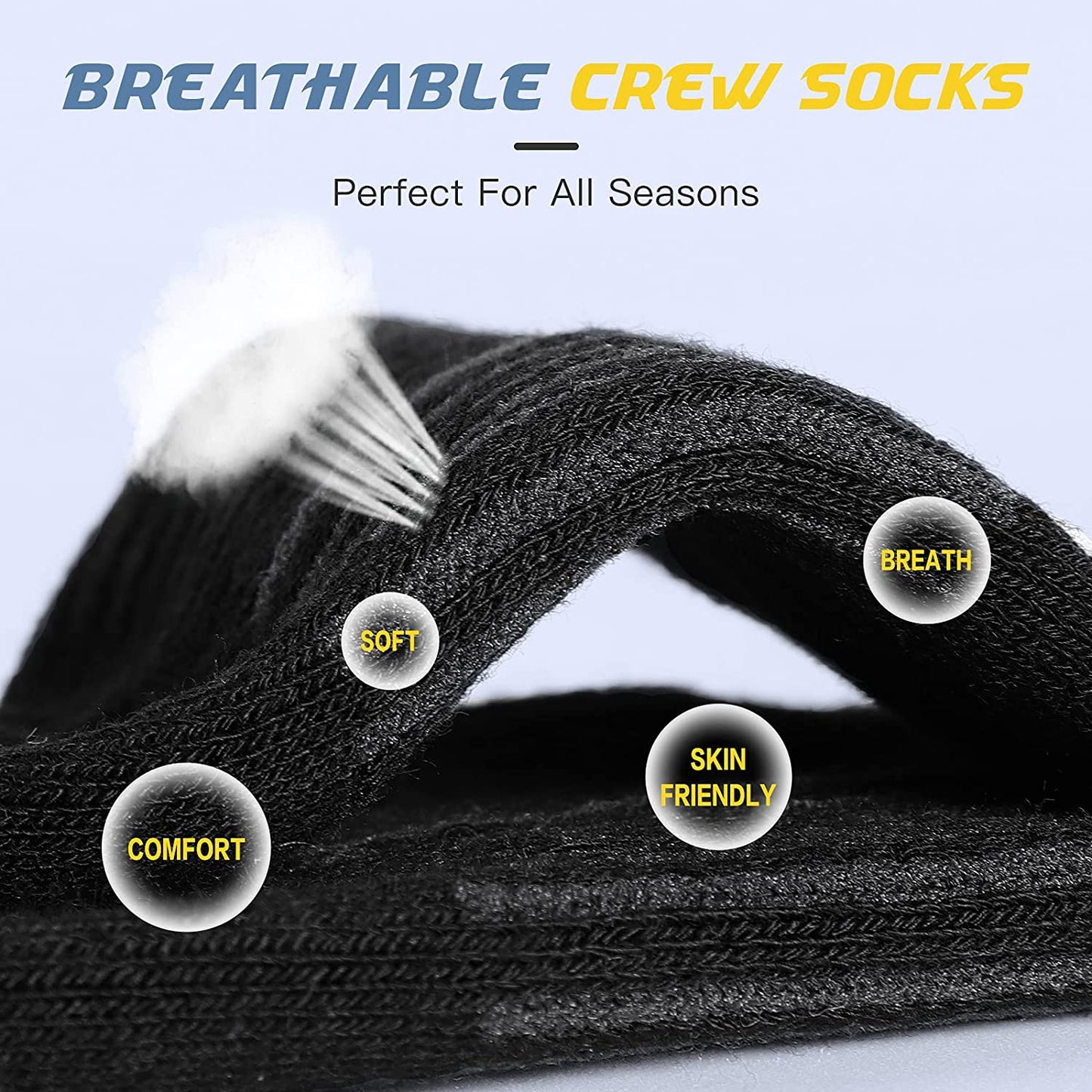 Athletic Socks, Cushioned Running Socks Performance Breathable Crew Socks Wicking Outdoor Sports Socks for Men Women(6 Pairs)