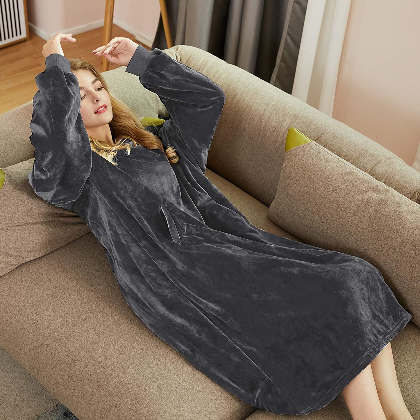 Felicigeely Blanket Sweatshirt,Oversized Fleecehug Hoodie Wearable Blanket,Soft Warm Comfortable Giant Front Pocket for Adults Men Women Teens Friends