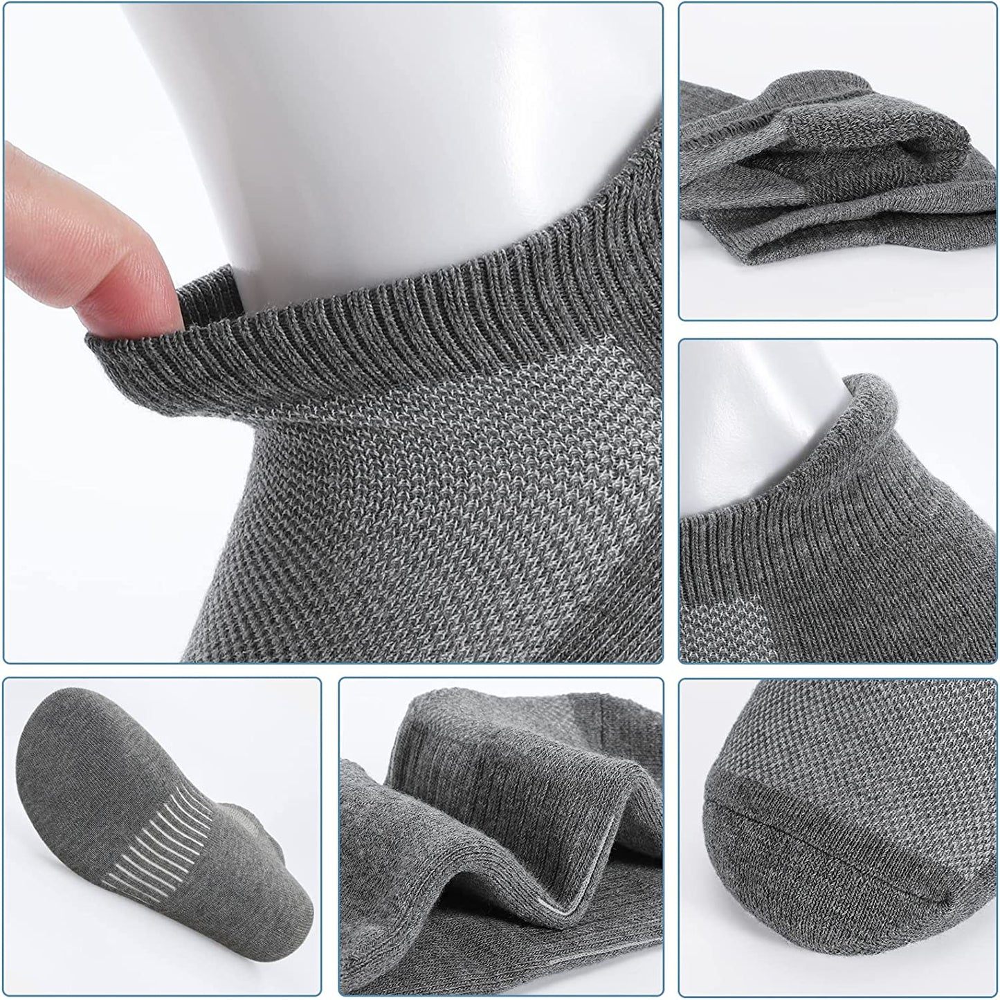 Felicigeely Ankle Athletic Running Socks Low Cut Sports Socks Breathable Cushioned Tab Socks for Men Women 6 Pairs