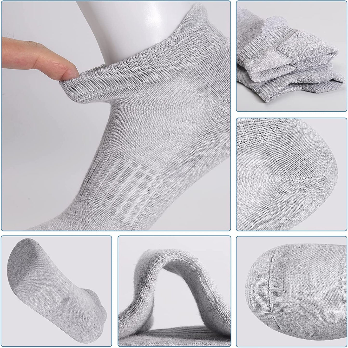Felicigeely Ankle Athletic Running Socks Low Cut Sports Socks Breathable Cushioned Tab Socks for Men Women 6 Pairs
