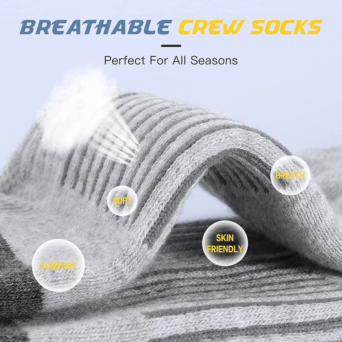 Athletic Socks, Cushioned Running Socks Performance Breathable Crew Socks Wicking Outdoor Sports Socks for Men Women(6 Pairs)