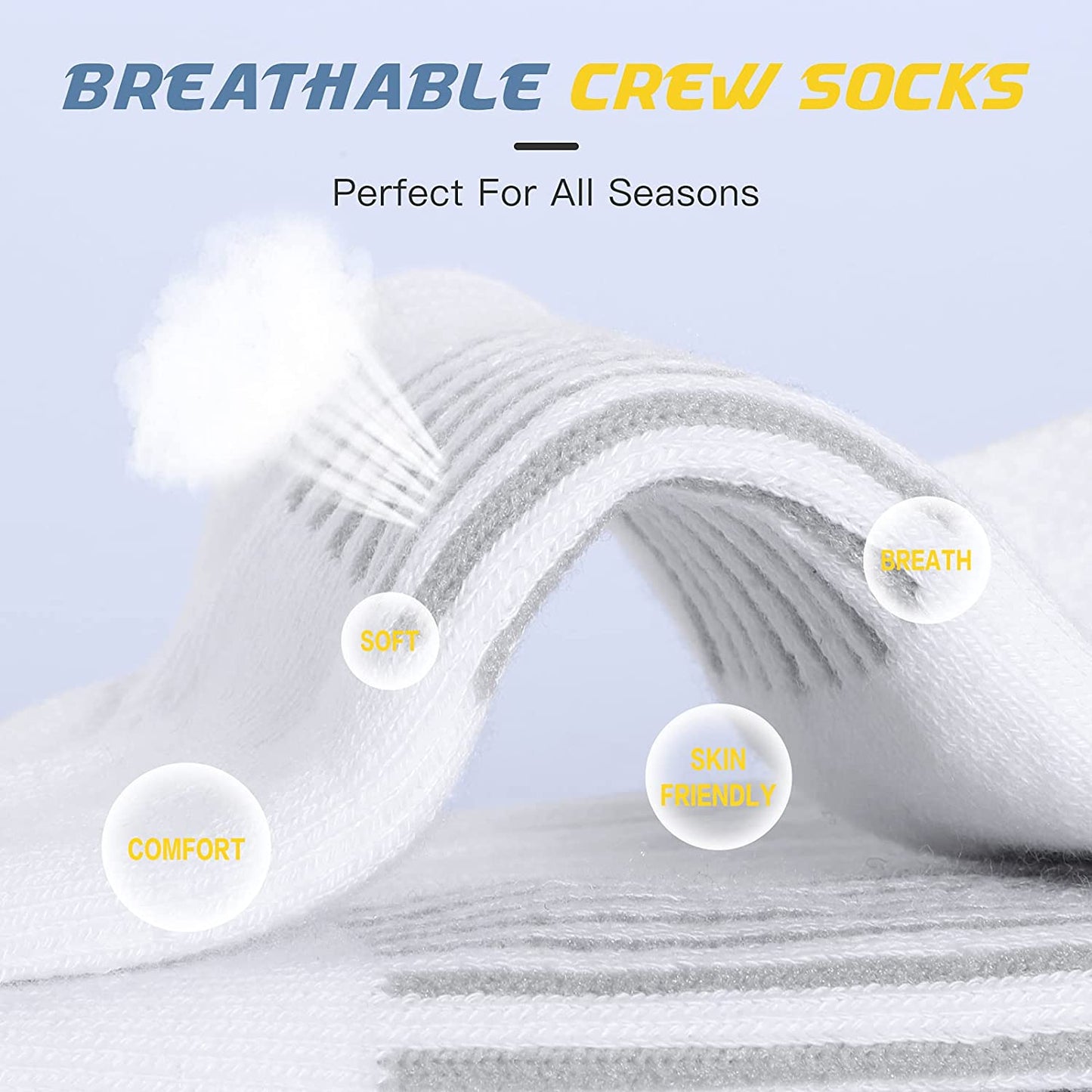 Athletic Socks, Cushioned Running Socks Performance Breathable Crew Socks Wicking Outdoor Sports Socks for Men Women(6 Pairs)