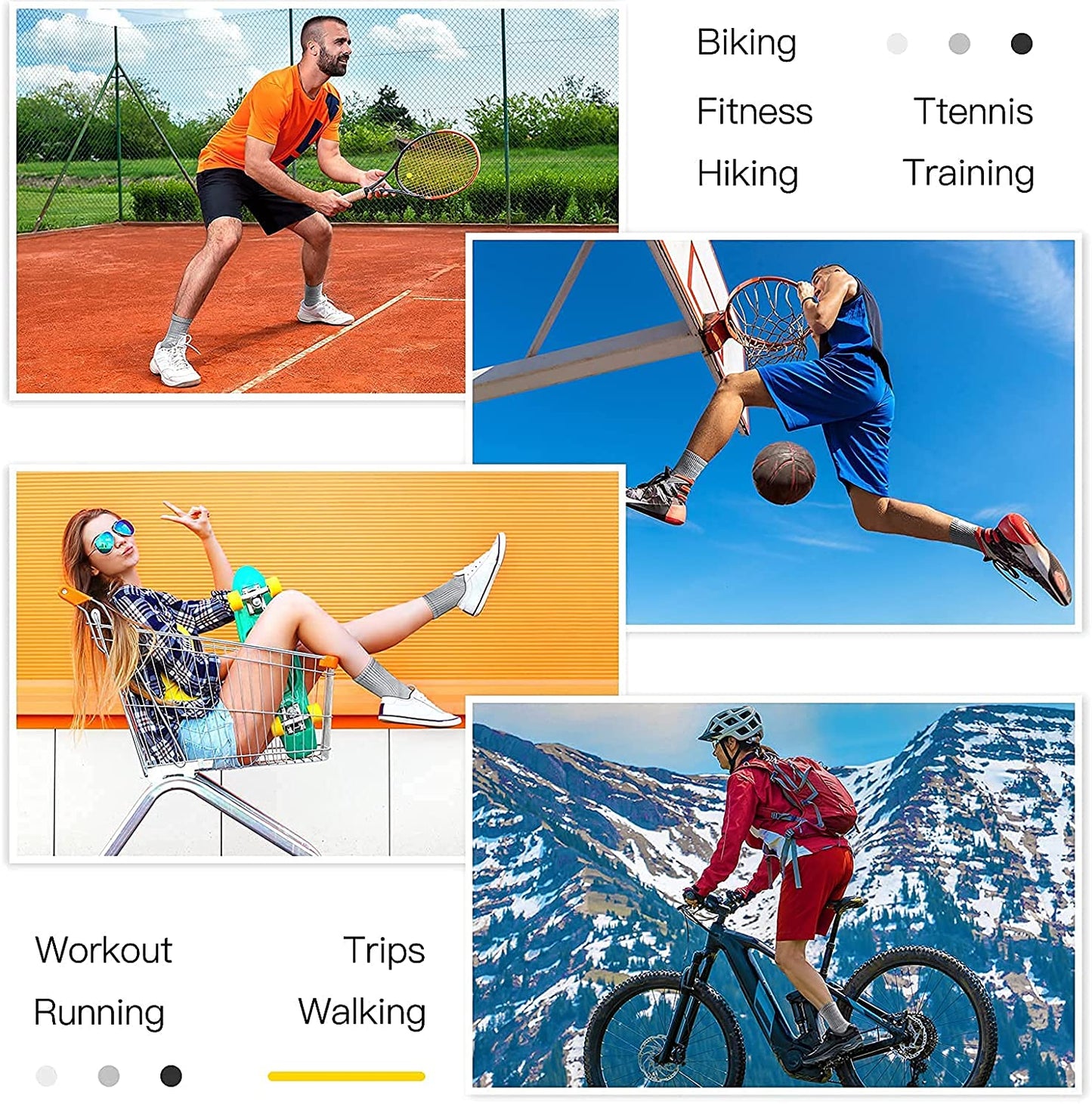 Athletic Socks, Cushioned Running Socks Performance Breathable Crew Socks Wicking Outdoor Sports Socks for Men Women(6 Pairs)
