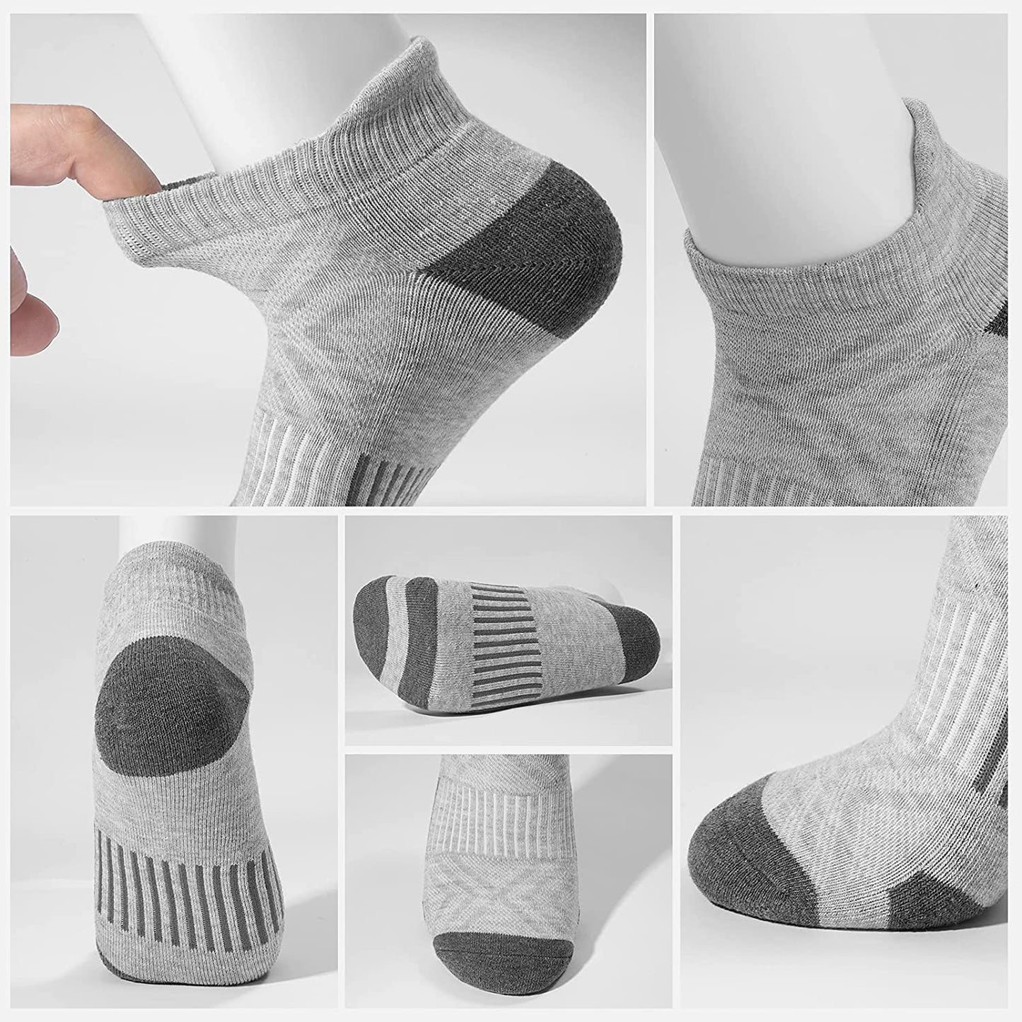 Ankle Athletic Running Socks Cushioned Breathable Low Cut Sports Socks with Tab Arch Support for Men Women (6Pairs)