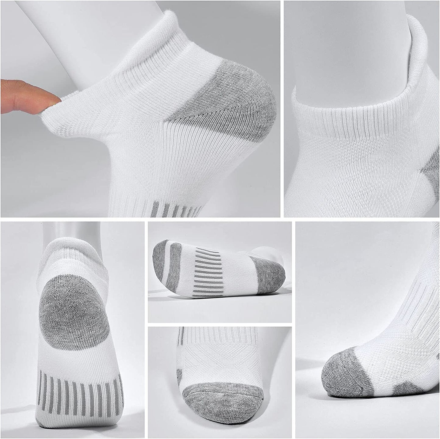 Ankle Athletic Running Socks Cushioned Breathable Low Cut Sports Socks with Tab Arch Support for Men Women (6Pairs)