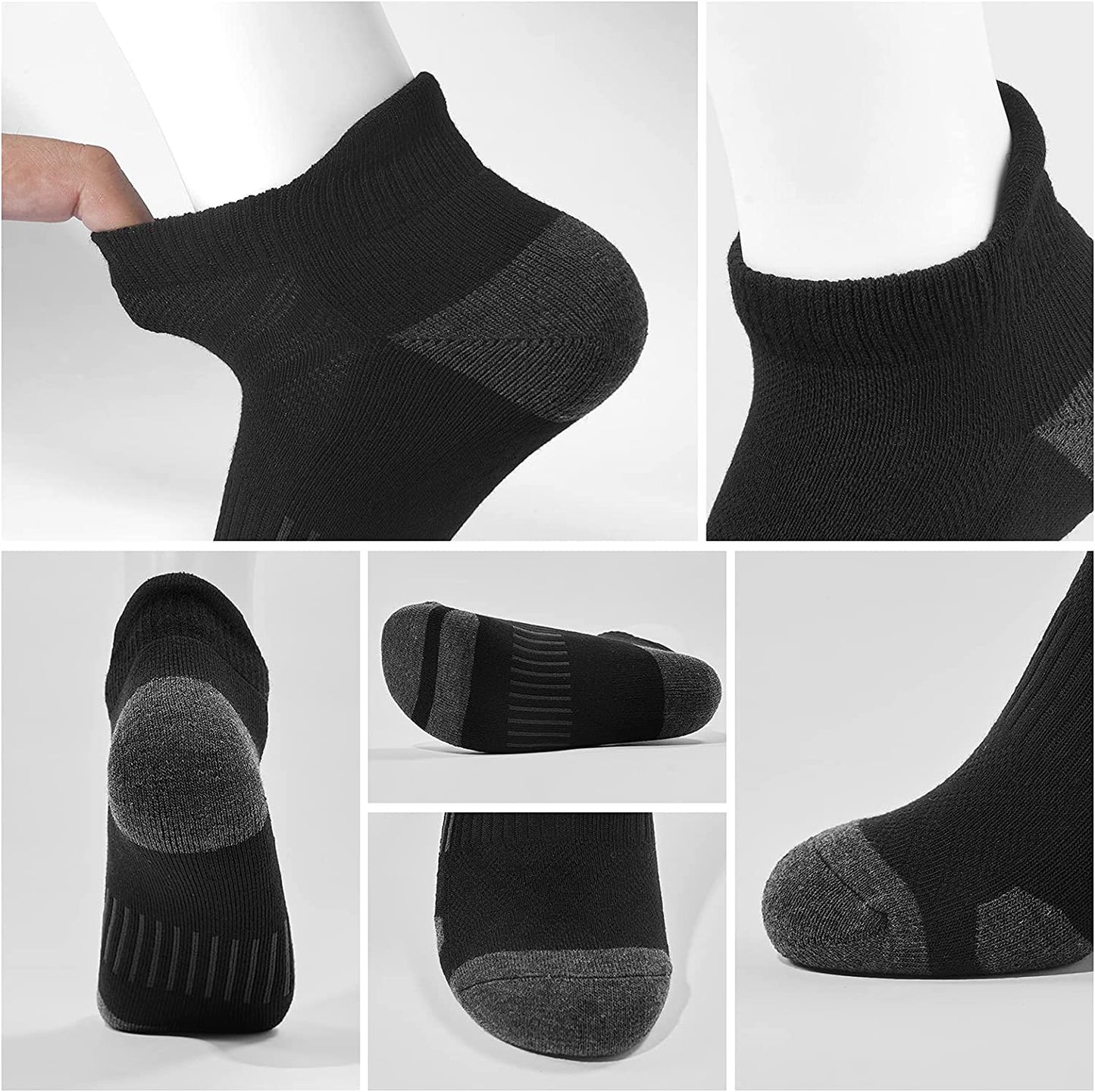 Ankle Athletic Running Socks Cushioned Breathable Low Cut Sports Socks with Tab Arch Support for Men Women (6Pairs)